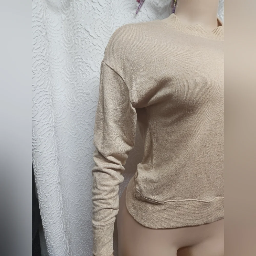 J. Crew Tan Crew Neck Sweater Soft Knit Minimalist